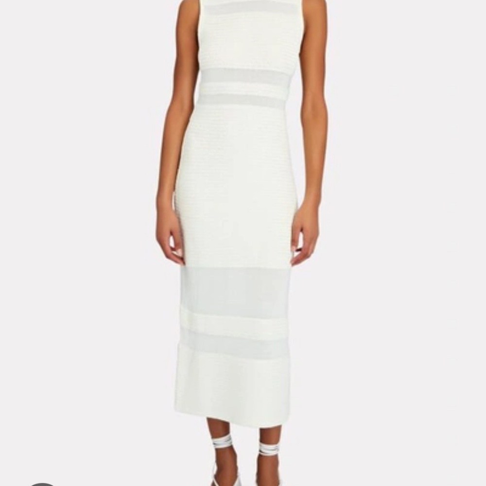 Acler Nadia Striped Midi Sweater Dress Ivory